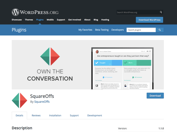 SquareOffs in the WordPress plugin directory